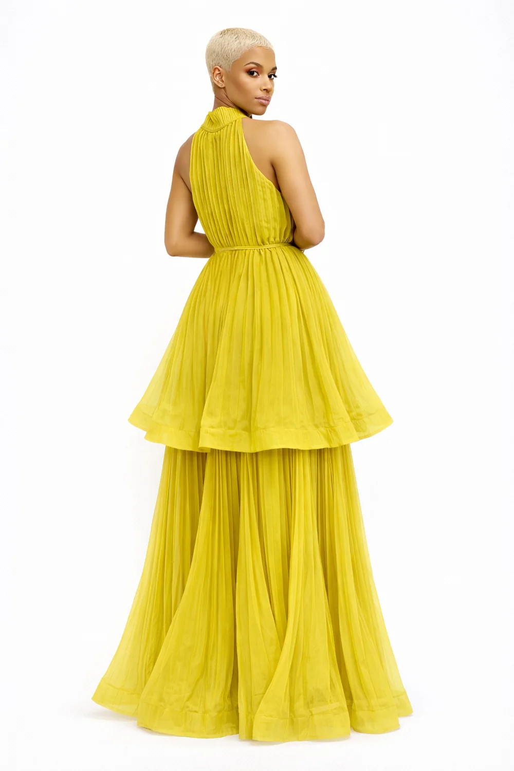 Golden Aura” Pleated Maxi Dress - Image 2