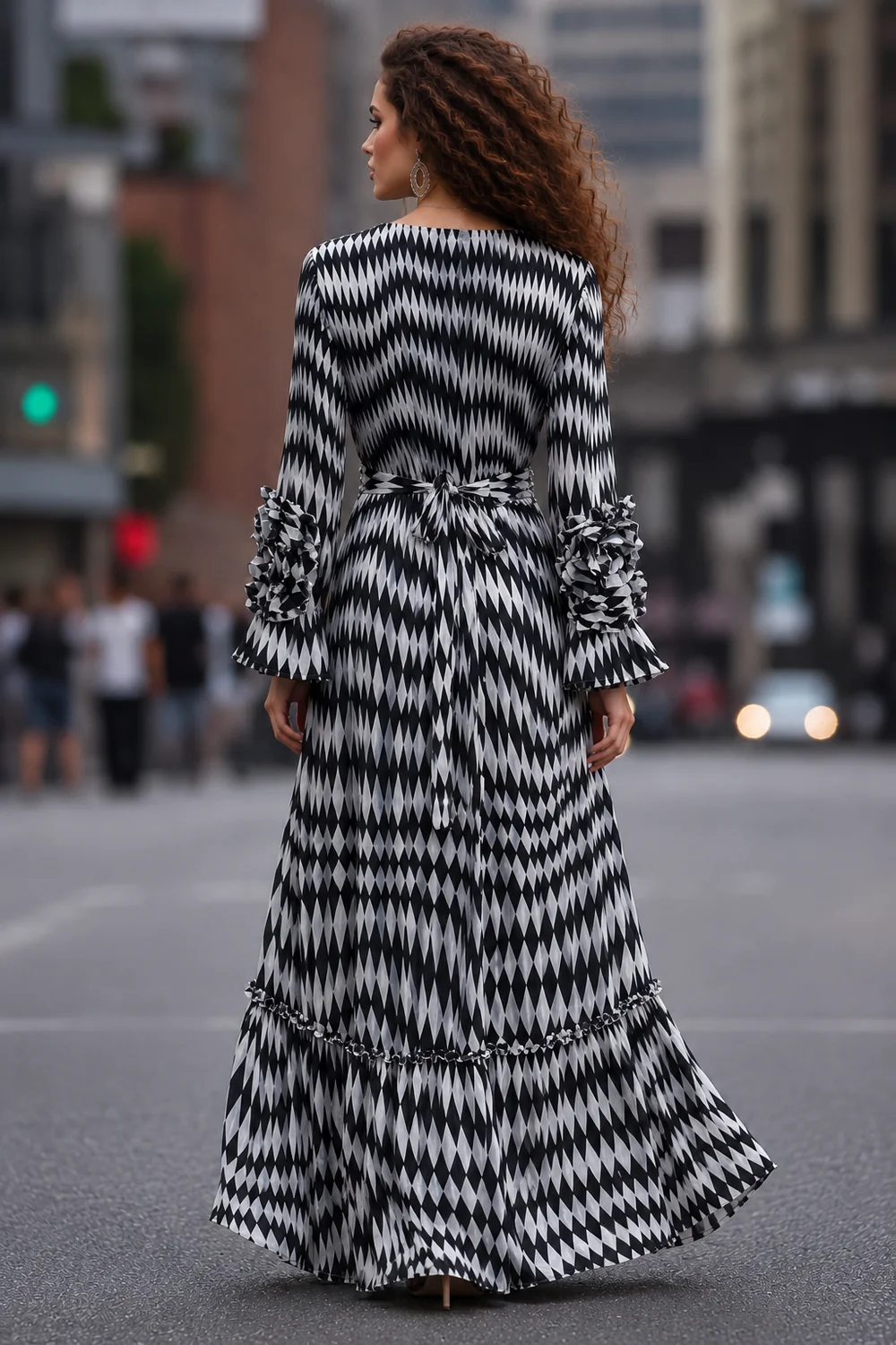 CHECKERED FARESLEEVE MAXI DRESS NANA - Image 2