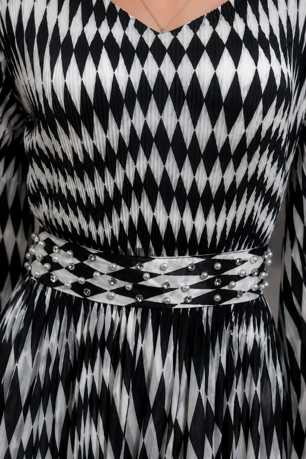 CHECKERED FARESLEEVE MAXI DRESS NANA - Image 3